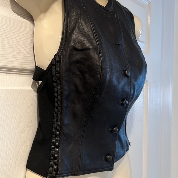 Leather top black with open back size 6 - Picture 2 of 8